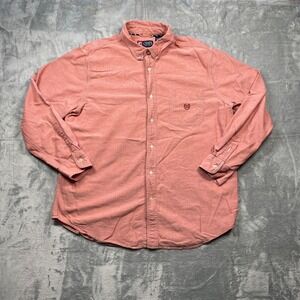 Chaps Mens Salmon Pink Button Down Shirt Oxford Cloth Long Sleeve XL